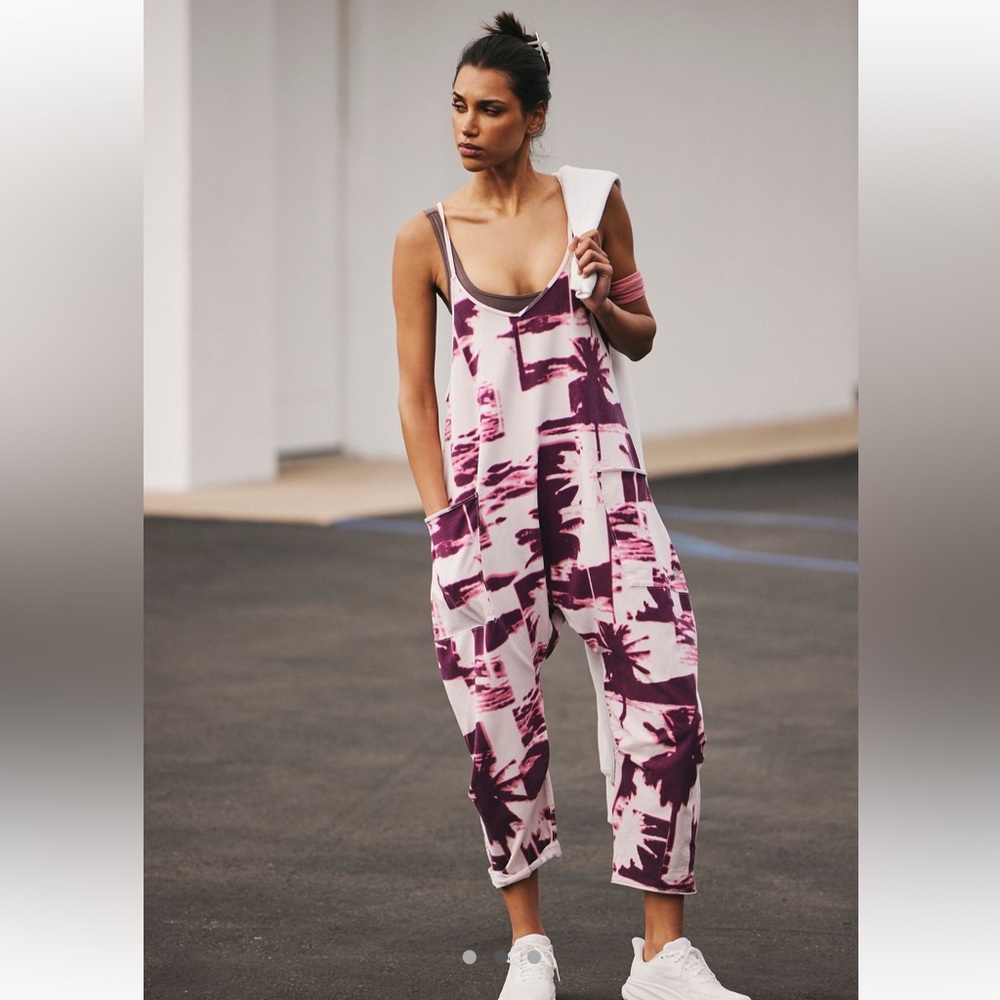 NWT FP Movement Hot Shot Printed Onesie - Palmy Beach Night Pink